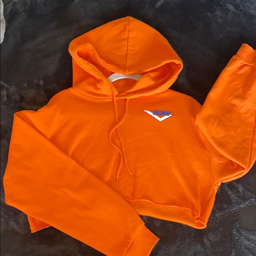 Orange cropped pony hoodie